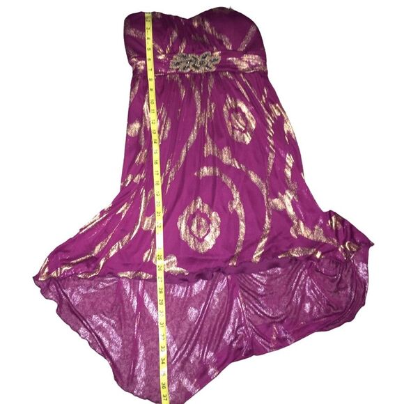 BCX Strapless High Low Wine Gold Dress Size 11 Beaded Waist Semi Formal - Picture 11 of 12